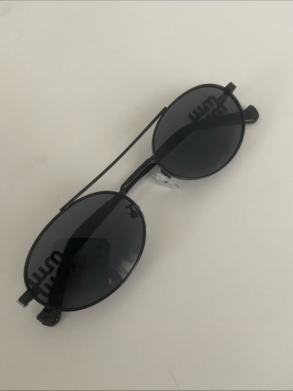 Miu Miu Black Round Metal Logo-Detail Sunglasses